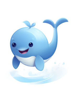 recommend clip art: A cartoonish blue whale with a big smile on its face