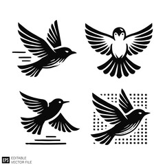 Obraz premium set of bird Isolated vector graphic illustration design in black and white silhouette for clip art templates