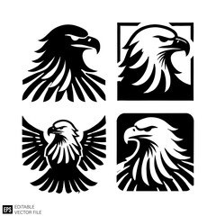 eagle Isolated vector graphic illustration design in black and white silhouette for clip art templates