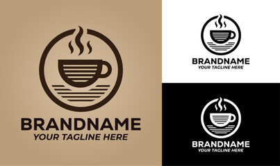 Modern Coffee Cup Logo Design Template for Cafes and Beverage Brands