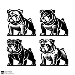 Fototapeta premium bulldog Isolated vector graphic illustration design in black and white silhouette for clip art templates