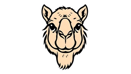 Fototapeta premium Camel face icon drawing isolated on a white background