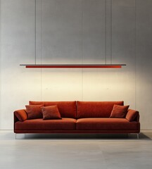 An interior rendering of a minimalistic modern living room in 3D