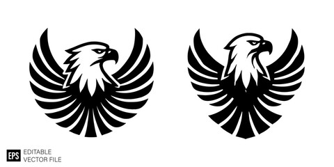 eagle set Isolated vector graphic illustration design in black and white silhouette for clip art templates