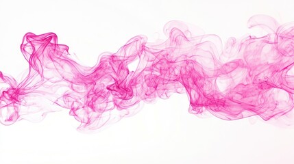 Fototapeta premium Delicate pink smoke swirls gracefully against a white background.