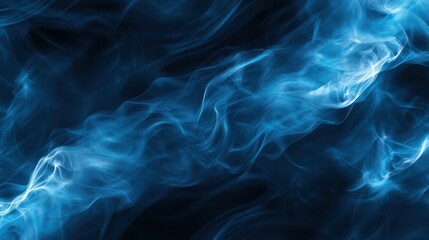 Obraz premium Abstract blue smoke swirling elegantly against a dark background.