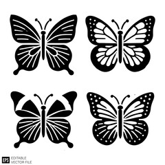 Obraz premium butterfly Isolated vector graphic illustration design in black and white silhouette for clip art templates