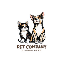 Vector Pet Shop Logo Design Template. Pet company logo. Dog and cat animal pet logo design inspiration