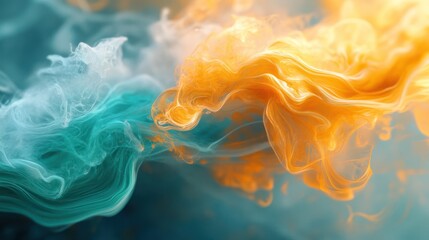 Obraz premium Swirling colors of blue and orange create a mesmerizing abstract pattern.