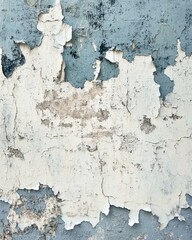 Obraz premium Peeling paint detail on a concrete wall showcasing industrial decay in cool tones