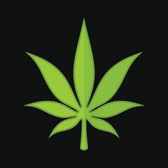 Marijuana Leaf. Medical Cannabis on Black Background. Vector