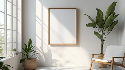 Fototapeta premium 5. A minimalist frame with thin, subtle lines that gently outline the white background, offering a simple yet sophisticated border that draws the viewer's attention to the content within