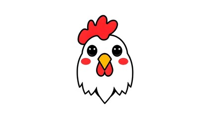 Chicken face icon drawing isolated on a white background