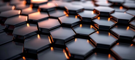 Fototapeta premium Black Geometric Backdrop with Abstract Hexagonal Shapes