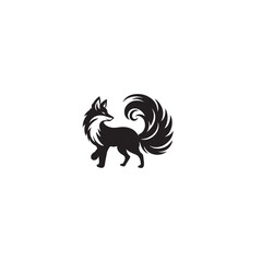 Fox silhouette vector isolated. Omnivorous mammal or wild animal _silhouette vector fox