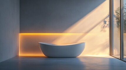 Modern Bathroom Interior Design with Bathtub and Warm Lighting
