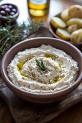 Scordalia - A Greek dip made from blended garlic, potatoes or bread, olive oil, and vinegar.