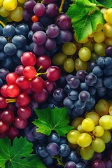 Seamless background of grape with various colors and species