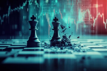 Chessboard with King and Shattered King