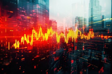 Fototapeta premium Financial Data & Cityscape