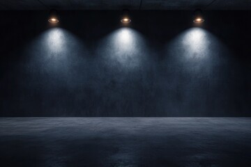 Dark Room with Three Spotlights