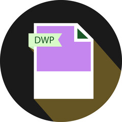 DWP File format icon and black shadow circular