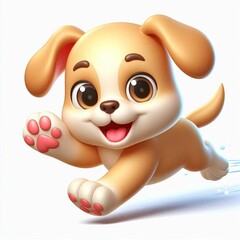 Fototapeta premium Cute Dog Running Cartoon Cartoon,3d Generative AI 