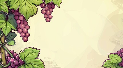 Background template with copy space  of grape leaf and  vine