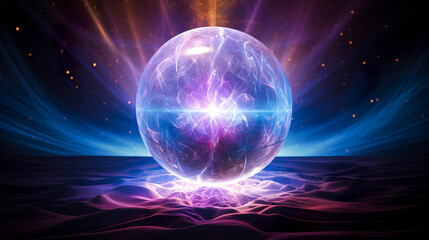 神秘的な光の模様が現れた水晶玉