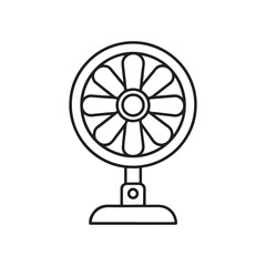 Obraz premium Table fan outline icon, Table fan logo background. black table fan vector icon for web design isolated on white background.