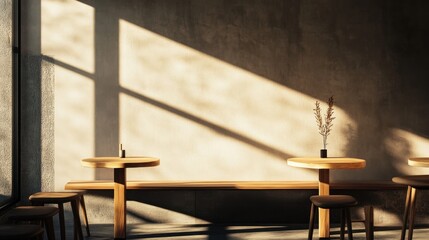 Minimalist Cafe Interior Design with Sunlight