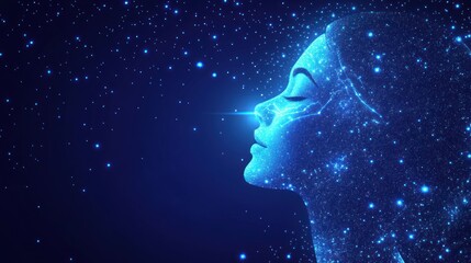 Digital Portrait of a Woman Formed by Stars