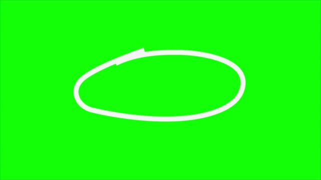 Hand drawn white circle highlight with transparent background. Circle highlight green screen animation background,
Animated Hand Drawn video, Outline of black circle on white background.