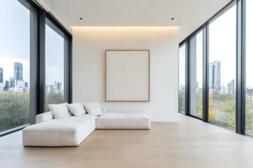 Obraz premium The room is empty and has a minimalist feel Blank Photo frame