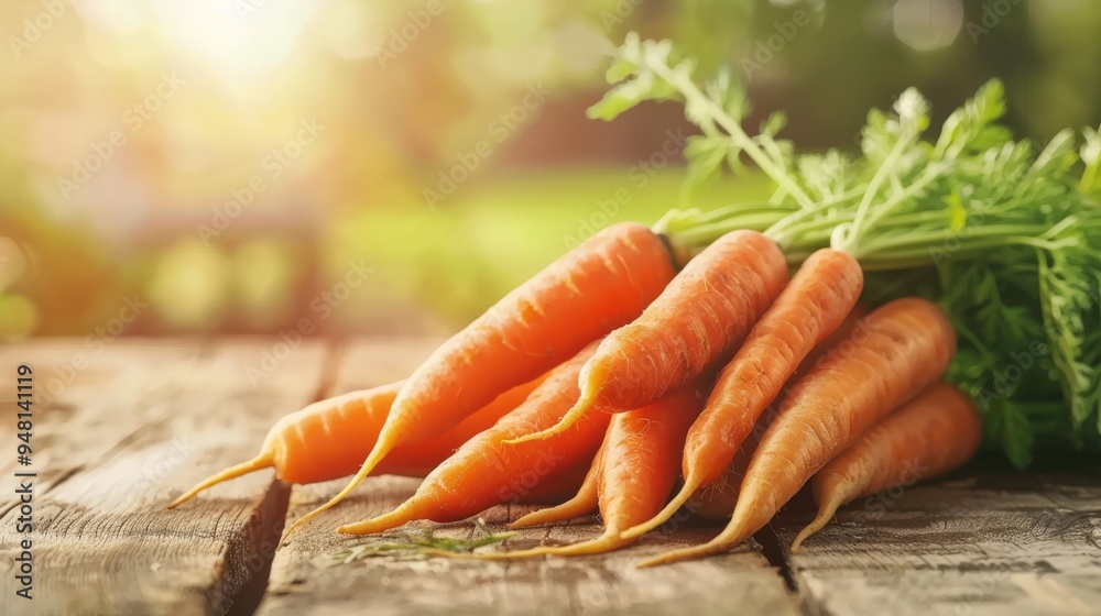 Poster Carrots with a focus on vibrant color and texture on a smooth background