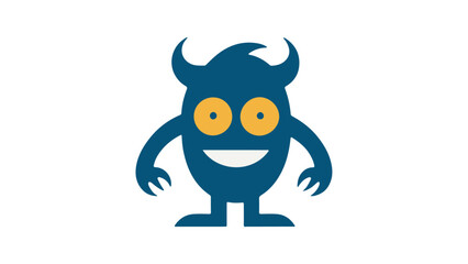 cute blue monster shape illustration with blue body and yellow eyes