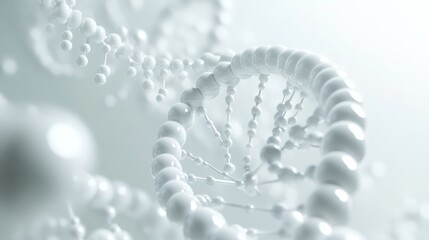 Abstract representation of DNA strands in a soft, ethereal setting, highlighting their complex structure and beauty.