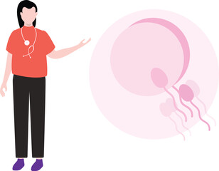 The female doctor is talking about sperm fertilization.