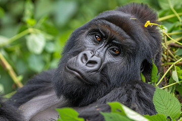 Obraz premium Close-up of a Mountain Gorilla in its Natural Habitat