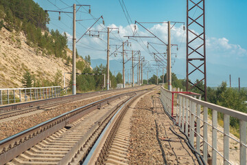 Railway tracks extending into the distance