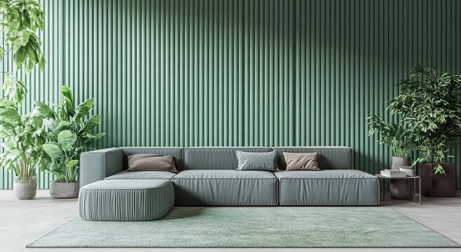 Home interior design. Minimalistic living room decor. Stock image.