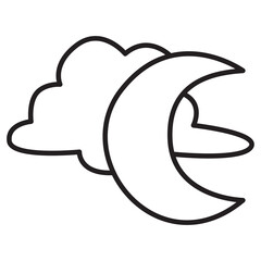 cloud and moon doodle icon transparent background
