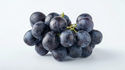 Fototapeta premium Cluster of black grapes with stems intact, showing natural ripeness and freshness