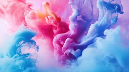 Obraz premium A mesmerizing swirl of pink and blue ink creates a vibrant abstract design, evoking a sense of creativity and fluidity.
