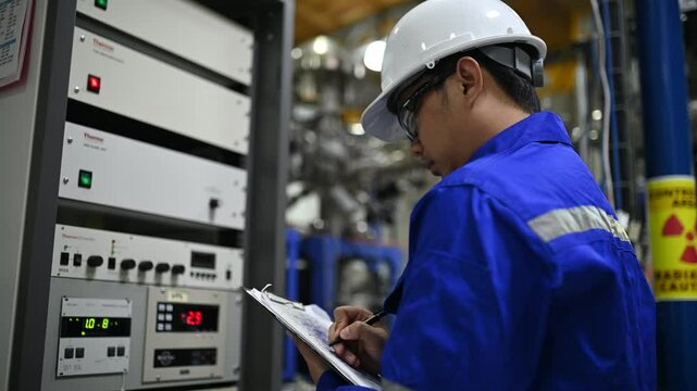 Electrical engineer working in an industrial plant,managing and troubleshooting control panels for various equipment,ensuring optimal performance and reliability of electrical systems.