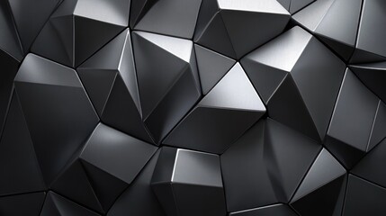 Obraz premium Close-up of an abstract geometric wall design featuring sharp, metallic elements in various shades of gray.