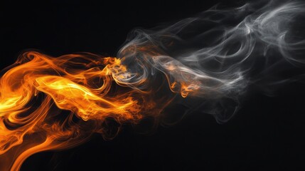 Abstract art featuring vibrant orange and white smoke swirling against a dark background.
