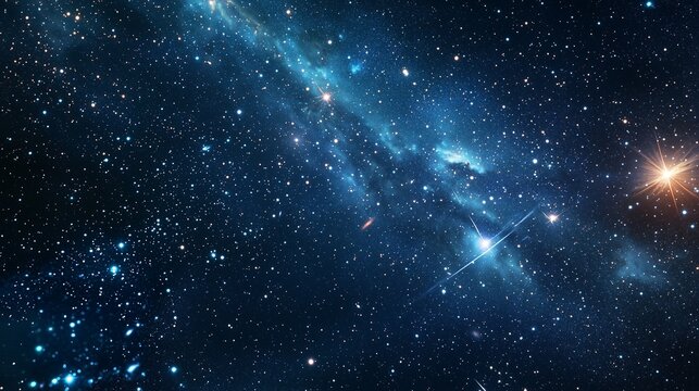 Deep space shining stars in night sky constellation star field galaxy.