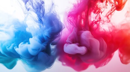 Fototapeta premium Abstract colorful smoke swirls in blue and red hues, creating a dynamic visual contrast.
