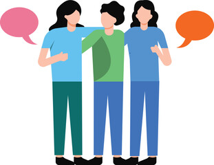 A group of girls are standing.